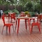 Flash Furniture 23.75 SQ Dining Table Brown Poly Top/Red Frame JJ-T14619-60-BRRD-GG - alternate 1